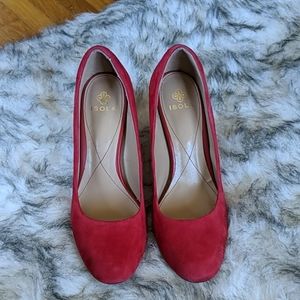 Saucy red suede heels